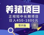 独家揭秘价值998养猪项目，正规短中长期项目，日入450-1800元（全套课程）-一号资源库