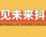 预见未来抖音新手实战操作，快速寻上热门和变现方式（共14节视频）-一号资源库