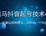 黑马抖音起号技术4.0,不搬运视频做法,30秒出一个作品只要有手机就能做 (附素材)-一号资源库