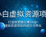 小白虚拟资源项目，打造朋友圈日赚1000+，虚拟资源项目的成交与转化（完结）-一号资源库