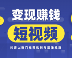 玩赚短视频实操营，抖音上热门推荐机制与算法规则，变现赚钱主流模式解析-一号资源库