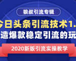今日头条引流技术1.0，打造爆款稳定引流的玩法，快速获得平台推荐量的秘诀-一号资源库