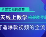 抖音实战训练营，7天线上教学完美账号搭建，打造爆款视频的全流程（完结）-一号资源库