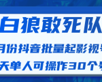 白狼敢死队最新抖音短视频批量起影视号(一天单人可操作30个号)视频课程-一号资源库