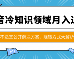 抖音冷知识领域月入过万项目,不适宜公开解决方案 ,抖音赚钱方式大解析!-一号资源库
