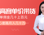 抖音高单价带货项目，一单佣金几十上百元，核心套路月入几十万（共3节）-一号资源库
