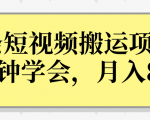 操作性非常强的头条号短视频搬运项目,3分钟学会,轻松月入8000+-一号资源库