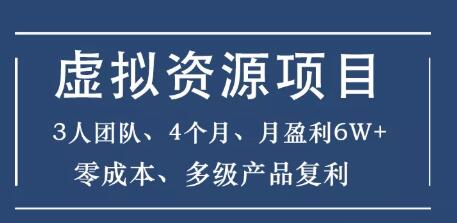 暴疯团队虚拟资源项目，3人团队，4个月，月盈利6W+，高客单价、多产品复利-一号资源库