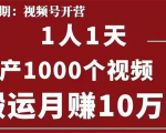 起航哥：视频号第四期：一人一天日产1000个视频，搬运月赚10万+-一号资源库