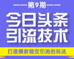 今日头条引流技术第9期，打造爆款稳定引流 百万阅读玩法，收入每月轻松过万-一号资源库