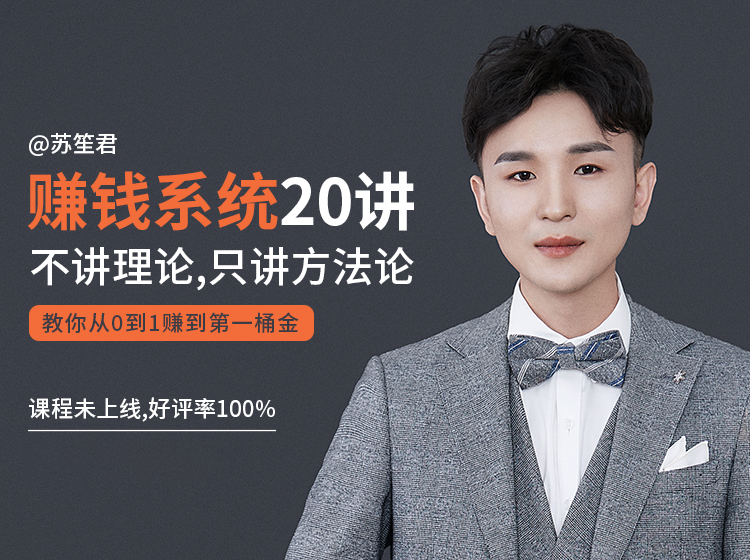 苏笙君的赚钱系统20课 教你从0到1赚到你的第一桶金（不讲理论，只讲方法论）-一号资源库