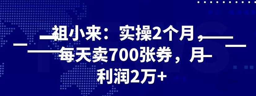 最新赚钱项目：实操 2 个月，每天卖 700 张券，月利润 2 万+-一号资源库
