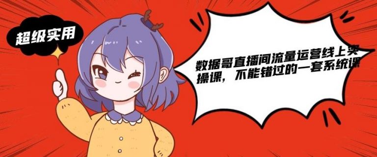 数据哥直播间流量运营线上实操课，不能错过的一套系统课-一号资源库