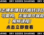 强子日志佛系赚钱的搬砖项目,需求大,可复购,无脑操作就能收钱-一号资源库
