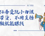 全民任务变现小白课,不用带货,不用直播,拍视频就能赚钱-一号资源库