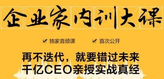 企业家内训大课，未来企业必学经验，价值1299元-一号资源库