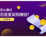 大王·怎么通过百度爱采购赚钱,已经通过百度爱采购完成200多万的销量-一号资源库