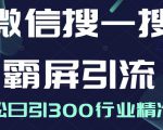 微信搜一搜霸屏引流课，打造被动精准引流系统，轻松日引300行业精准粉-一号资源库