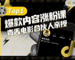 【毒舌电影合伙人亲授】抖音爆款内容涨粉课，5000万抖音大号首次披露涨粉机密-一号资源库