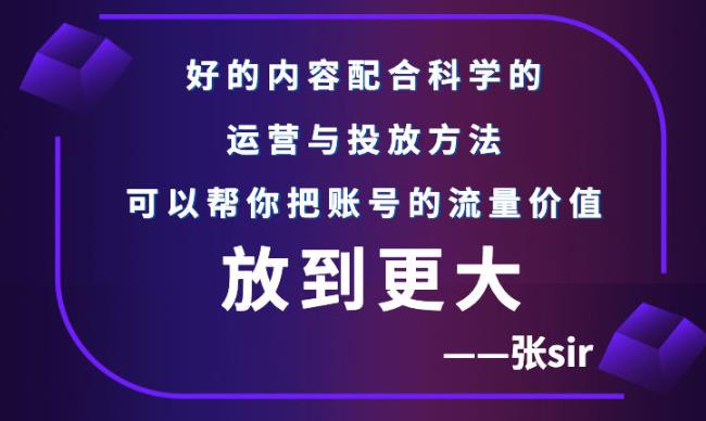 张sir账号流量增长课，告别海王流量，让你的流量更精准-一号资源库