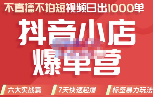 推易电商·2022年抖音小店爆单营，不直播、不拍短视频、日出1000单，暴力玩法-一号资源库