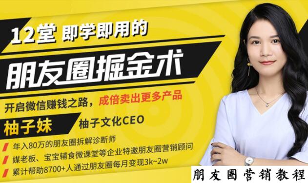【营销必学】12堂学之即用的朋友圈掘金术：开启你的副业赚钱之路-一号资源库
