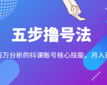 五步撸号法，掌握百万分析的抖课账号核心技能，从逻辑到实操-一号资源库