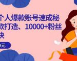 小红书个人爆款账号速成秘籍，爆款打造、10000+粉丝引流秘诀-一号资源库
