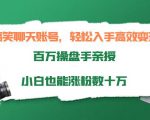 搞笑聊天账号，轻松入手高效变现，百万操盘手亲授，小白也能涨粉数十万-一号资源库