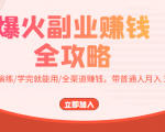 爆火副业赚钱全攻略:实打实演练/学完就能用/全渠道赚钱,带普通人月入3万元-一号资源库