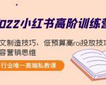 2022小红书高阶训练营：爆文制造技巧，低预算高roi投放技巧，内容营销思维-一号资源库