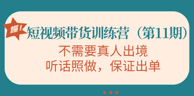 视频带货训练营，不需要真人出境，听话照做，保证出单（第11期）-一号资源库