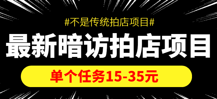 最新暗访拍店信息差项目，单个任务15-35元（不是传统拍店项目）-一号资源库