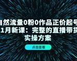 自然流量0粉0作品正价起号11月新课：完整的直播带货实操方案-一号资源库