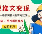 小说推文训练营：引流技巧+爆款实操+矩阵号玩法，百倍效益、百万播放秘笈-一号资源库