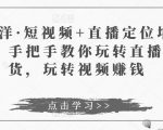 于洋·短视频+直播定位培训，手把手教你玩转直播卖货，玩转视频赚钱-一号资源库