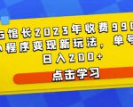 D1G馆长2023年收费990的抖音小程序变现新玩法，单号轻松日入200+-一号资源库