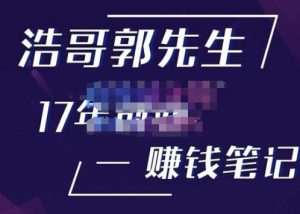 浩哥郭先生17年创业赚米笔记，打开你对很多东西的认知，让你知道原来赚钱或创业不单单是发力就行-一号资源库