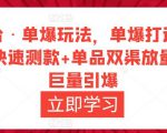 万相台·单爆玩法，单爆打造流程+单品快速测款+单品双渠放量+単品巨量引爆-一号资源库