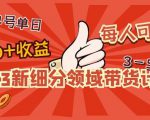 2023新细分领域带货计划：单号单日1000+收益不难，每人可操作3-5个账号-一号资源库