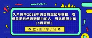 久久疯牛2023年纯自然流起号课程，老杨是把自然流玩明白的人，可以闭眼上车（3月更新）-一号资源库