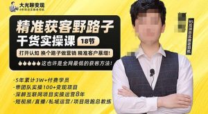 杨光·精准获客野路子，黑科技快速获取精准客户，这也许是全网最低的获客方法了-一号资源库