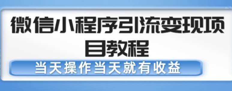 微信小程序引流变现项目教程，当天操作当天就有收益，变现不再是难事-一号资源库