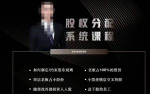 韩老师聊美业-美业股权分配系统课程，如何制定约束股东规则+老板占100%的股份+单店老板占小股份等-一号资源库