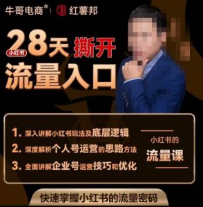 牛哥电商红薯邦28天撕开小红书流量入口，小红书运营系列课，快速掌握小红书的流量密码-一号资源库