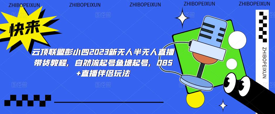 云顶联盟彭小四2023新无人半无人直播带货教程，自然流起号鱼塘起号，OBS+直播伴侣玩法-一号资源库