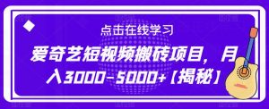 爱奇艺短视频搬砖项目，月入3000-5000+【揭秘】-一号资源库