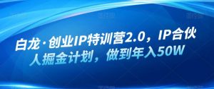 白龙·创业IP特训营2.0，IP合伙人掘金计划，做到年入50W-一号资源库