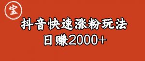 宝哥私藏·抖音快速起号涨粉玩法(4天涨粉1千)(日赚2000+)【揭秘】-一号资源库