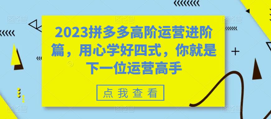 2023拼多多高阶运营进阶篇，用心学好四式，你就是下一位运营高手-一号资源库